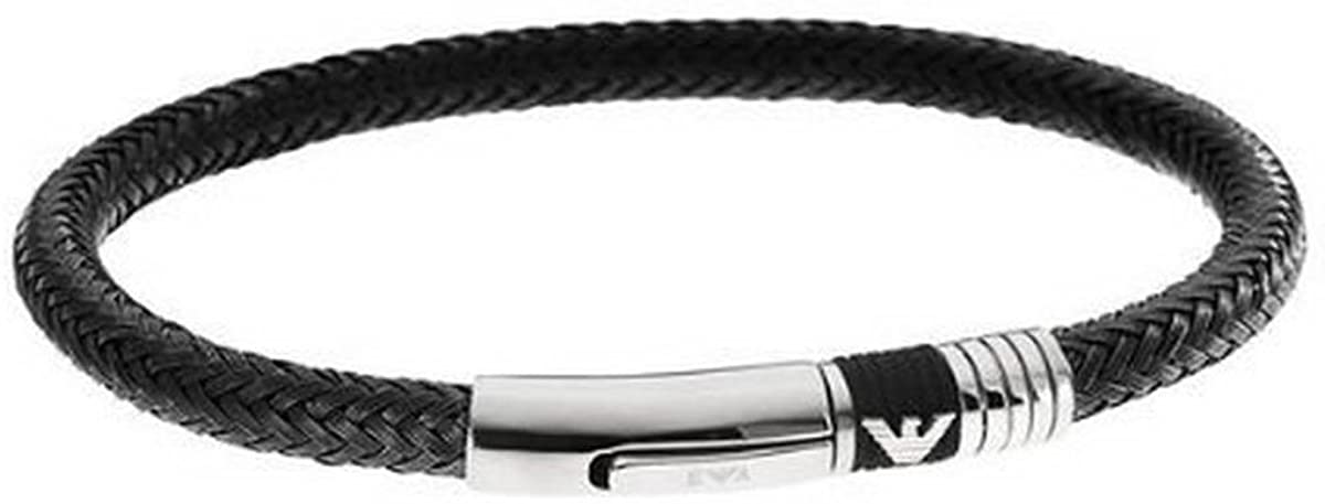 Emporio Armani Bracelet for Men -, Inner length: 190mm black Stainless Steel Bracelet, EGS1624001, Ebony Black, 19 centimeters