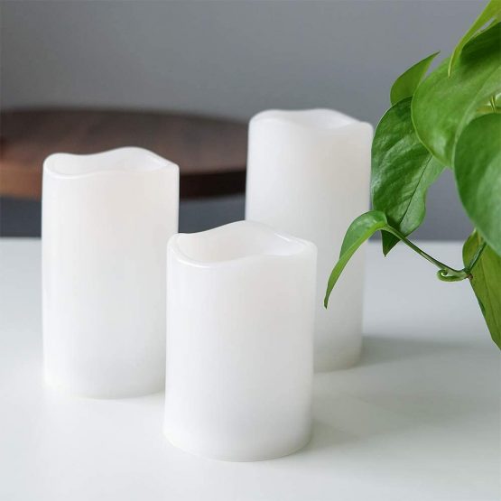 Eldnacele Flameless Flickering Waterproof Candles All Weather Battery Operated LED Candles with Remote Control and Timer Heat Reistant Candles for Outdoor & Indoor Decoration Set of 3 - Image 3