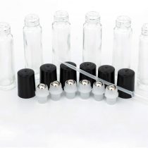 10ml Roller Bottles 6Pack Clear Thick Glass Essential Oil Roller Bottles Stainless Steel Roller Ball with 2 Droppers