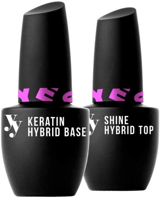 YES!YOU Base and Top Keratin and Vitamin Set, Includes Keratin Hybrid Base and Shine Hybrid Top