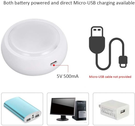 Tomshine Under Cabinet Kitchen Lights Battery Operated & USB Charging Dimmable LED Touch Light with Remote Control and 3/6/12H Timing Setting, 6 Pack(RGBW) - Image 3