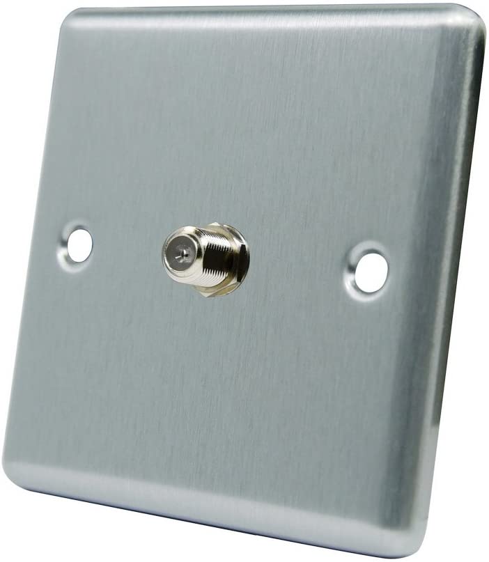 AET CSC1GSKY Satin Chrome Classical 1 Gang Sky F Type Socket for Satellite Outlets 240 V, Silver