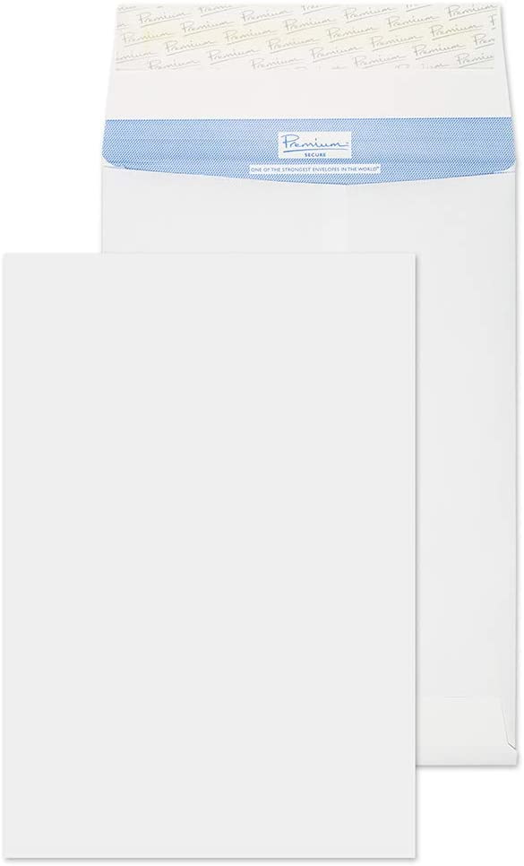 Blake Envelopes Premium Secure TR13302 Reißfeste Falten-Versandtasche Haftklebung Weiß 381 x 254 x 30 mm 125g/m²