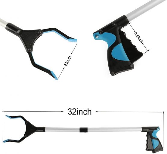 2 Pcs - Reacher Grabber Tool, 32" Foldable Grabber Reacher for Elderly, Lightweight Extra Long Handy Trash Claw Grabber, Reaching Assist Tool for Trash Pick Up, Nabber, Litter Picker, (Blue) - Image 2
