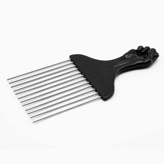 Afro Pick Magic Hair Coils Tool, Square Afro Pick with Natural Metal African Black Fist Comb - Image 2