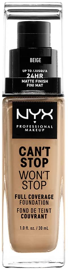 NYX Professional Makeup Can't Stop Won't Stop Full Coverage Foundation, Long Lasting, Waterproof, Vegan Formula, Matte Finish