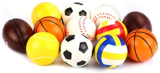 VEYLIN 12 Pieces Soft Foam Sponge Sports Balls Mini Foam Squeeze Balls Football Basketball Tennis Baseball Rugby and Volleyball for Kids
