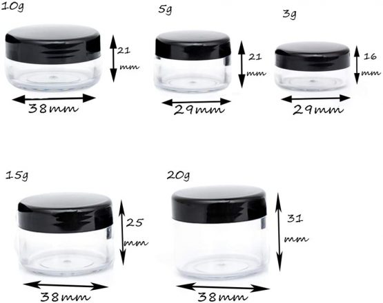 ZEJIA 30 Pieces Sample Containers with Screw Lids,5 Size 3/5/10/15/20 Gram Cosmetic Containers with 30pcs Labels and 5pcs Mini Disposable Spatula,for Makeup Eye Shadow Powder Lotion Jewelry - Image 2