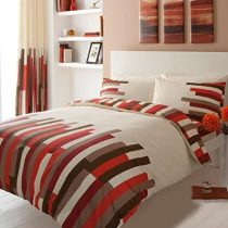 GC GAVENO CAVAILIA Blocks Printed Duvet Set, Polyester-Cotton, Cream/Red, Super-King, 11070078