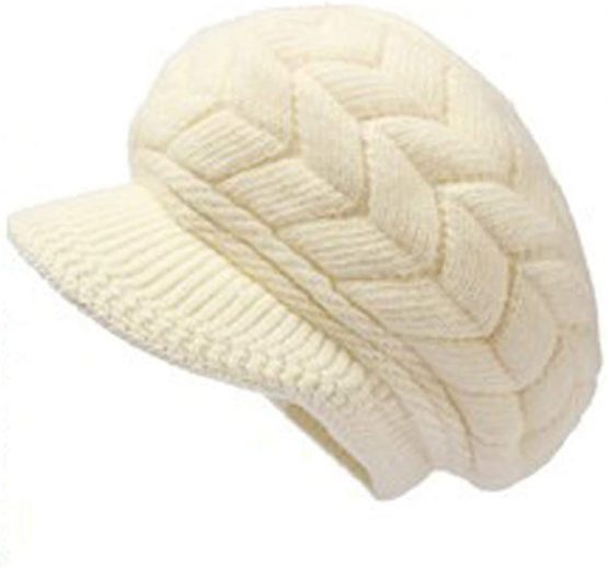 SYAYA Women Winter Warm Knit Hat Wool Snow Ski Caps with Visor DMZ01