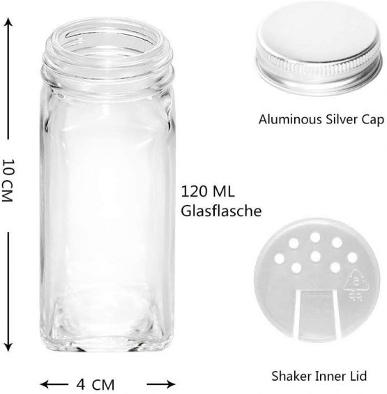 MEckily Set of 6 Glass Storage Jars, Spice Jars, Airtight Storage Jars, Glass Jars, Glass Containers Made of Borosilicate Glass with Lid, Capacity 300, 500, 1000, 2100 ml - Image 2