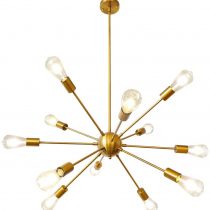 LynPon Sputnik Chandelier Gold Modern Brass Pendant Ceiling Light 12 Lights Industrial Lighting Fitting for Kitchen Dining Living Room Bedroom