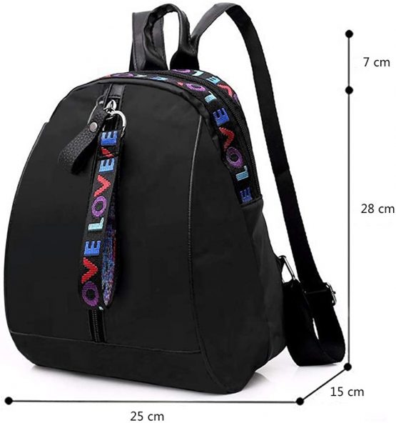 Fashion Women Ladies Backpacks and Rucksacks Handbags Casual Rucksack PU Leather Rucksack Nylon School Bags Waterproof Anti-Theft Daypack Travel School Vintage Shoulder Bag Purse Large Capacity Black - Image 3