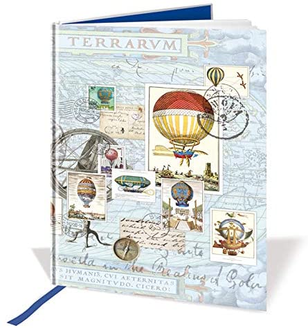 A4 Casebound Notebook - Hot Air Balloon Design - 120 Pages - Ruled & Silk Ribbon - Size - 297mm x 210mm