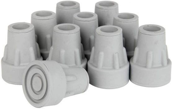 Days Heavy Duty Bell Shaped Ferrule, 16 mm (5/8"), Pack of 10, Grey, Walking Stick, Crutch, & Furniture Replacement Rubber Tip, Easy Attach Protection Cup (Eligible for VAT Relief in the UK)