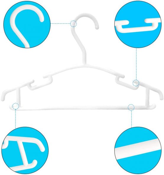NORTHERN BROTHERS Clothes Hangers Baby Coat Hangers 80 Pack Plastic White Childrens Hangers with Trouser Skirt Bar for Baby Toddler Clothes Hanger - Image 2