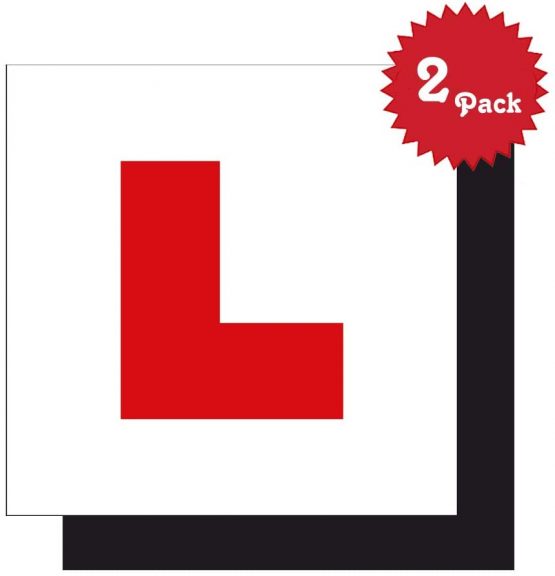 BEEWAY L Plates Fully Magnetic for Car Learning Driver - Extra Thick 1.0mm Strong Magnetic Back for Vehicles, Easy to Attach & Remove - 2 Pack