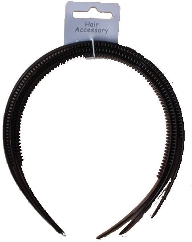 3 Slim Black Alice Bands, 1 count (Pack of 3)