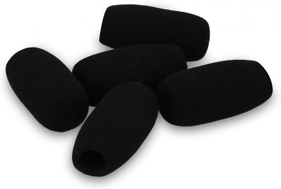 kwmobile Microphone Foam Covers (Set of 5) - 4.8x2.4x1.2 cm Windscreen Protective Pop Filter Pack for Microphones - Black - Image 4