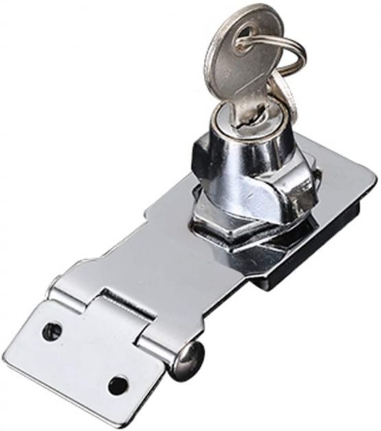 Keyed Locking Hasp, Tiberham Heavy Duty Hasp Staple with Integrated Lock, Self-Locking Door Clasp Gate Lock Shed Latch for Door Window Cabinet Pet Cage Crate Fitting Accessories