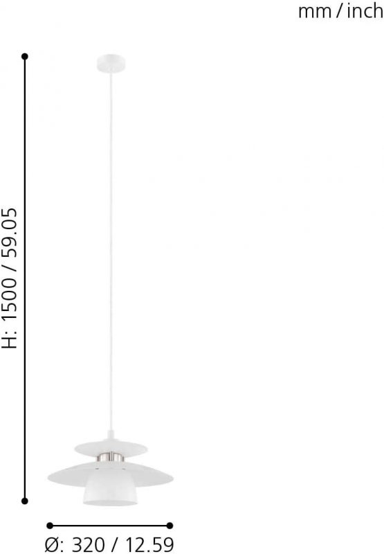 EGLO Brenda Pendant Light 1-Bulb Steel Colour: Matte Nickel White Socket: E27 Diameter: 32 cm - Image 3