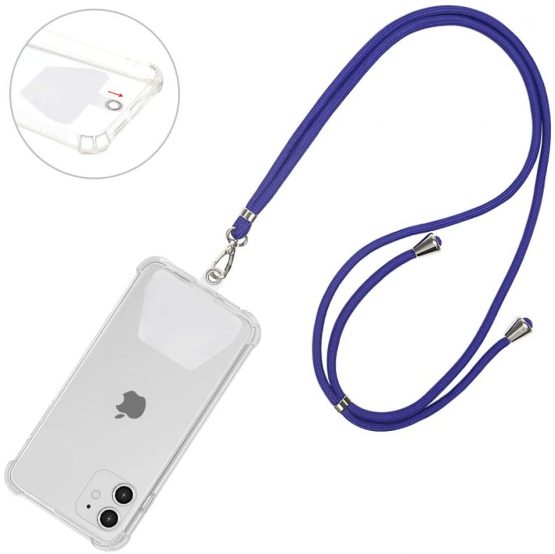 COCASES Crossbody Phone Lanyard Strap with Patch, Adjustable Nylon Neck Strap Necklace Phone Lasso Compatible with Most Smartphones (Blue)