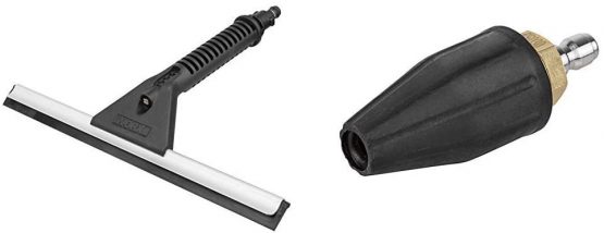 WORX WA4050 Hydro Shot Window Squeegee with Water Sprayer Accessory, Black with WA4037 Hydroshot Turbo Water Nozzle Accessory, Black