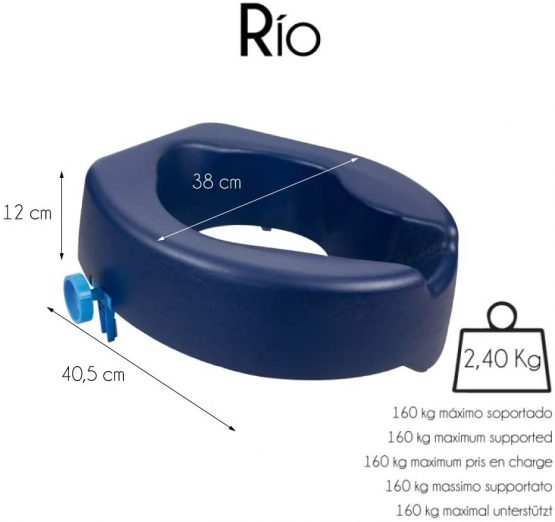 Mobiclinic, Río, Toilet Seat Riser, Soft, Without Lid, 11 cm, Blue - Image 2
