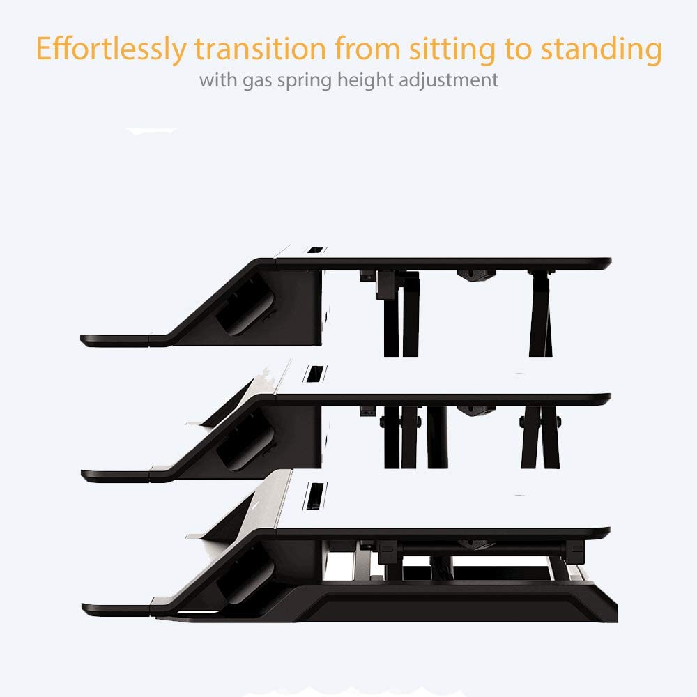 Fellowes Lotus LT Height Adjustable Standing Desk Converter - Sit Stand Desk with Gas Spring Technology - Max Weight 17KG - Black - Image 3