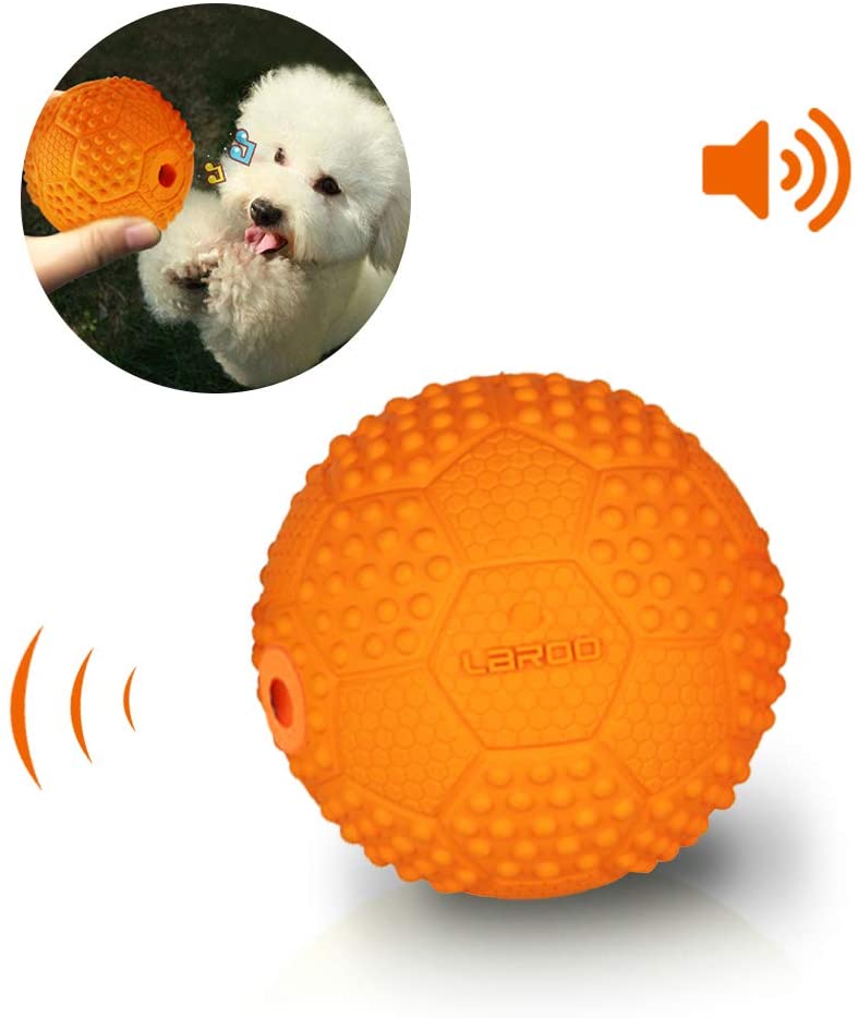 LaRoo Squeaker Ball Dog Toy, Durable Natural Rubber Dog Ball Floating