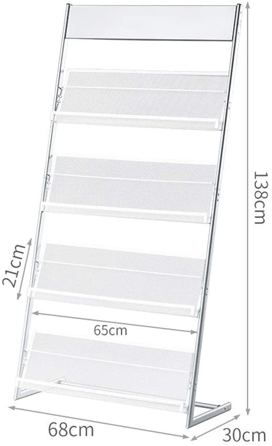 Kelly' Harvest House Magazine Rack Magazine Stand, Floor Standing Magazine Stand Literature Holder With 4 Pockets (Silver) - Image 2