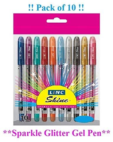 Sparkled GLITTER Gel Pens 0.7 mm FINE Tip 10 Vibrant Colours for Father's Day Mother's Day Card Writing - Pack of 10 - Image 3