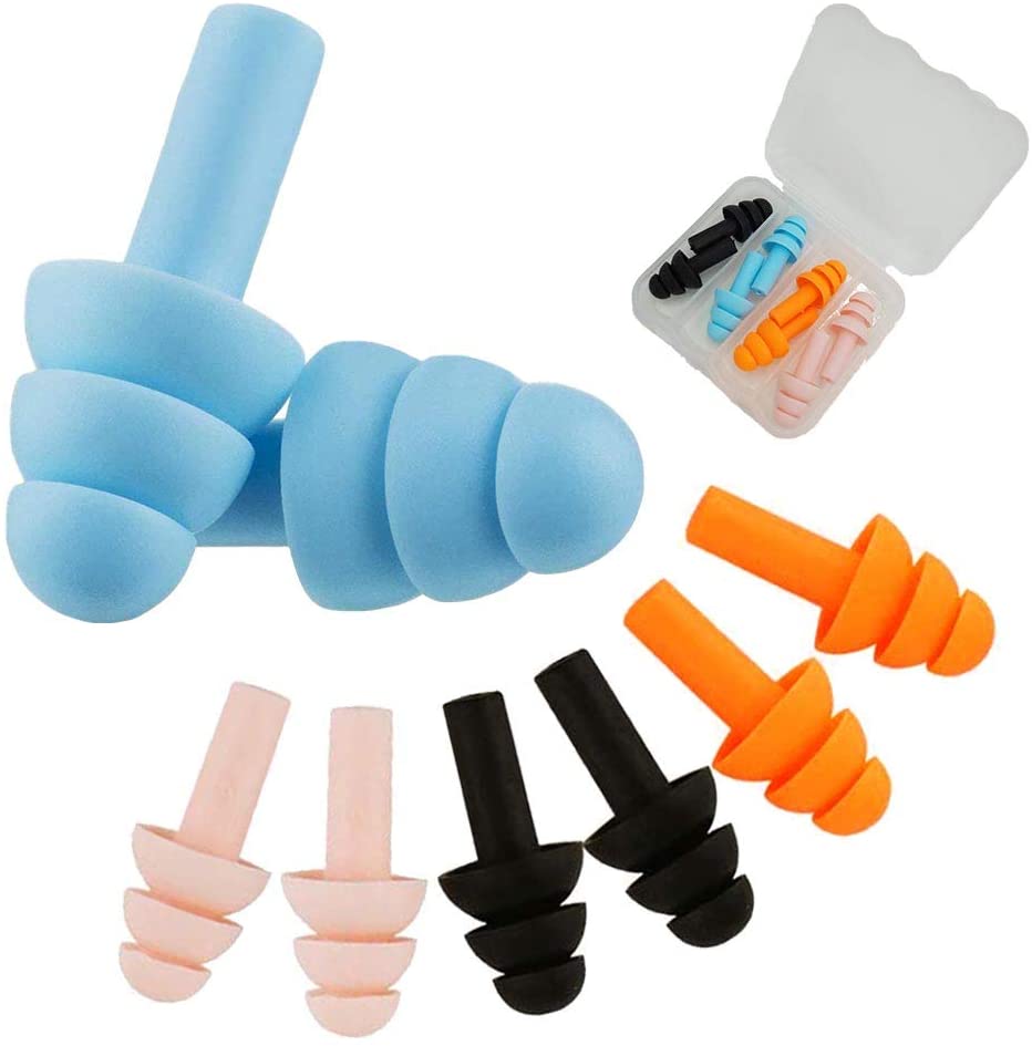 Ear Plugs for Sleep Soft Silicone Reusable Earplugs for Sleeping Noise Cancelling(4Pairs) Multicoloured, 8 count (Pack of 1)
