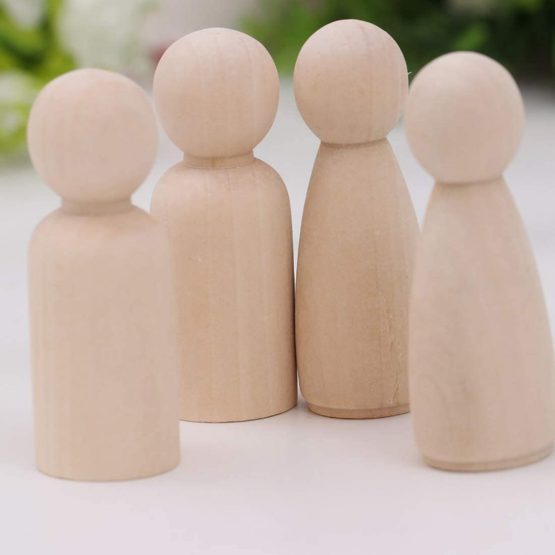 LUUFAN 20Pcs Wooden Peg Doll, 65 mm Unfinished Wooden Female Male Plain Blank Bodies Angel Dolls for DIY Craft Wedding Party (Pack of 20) - Image 4