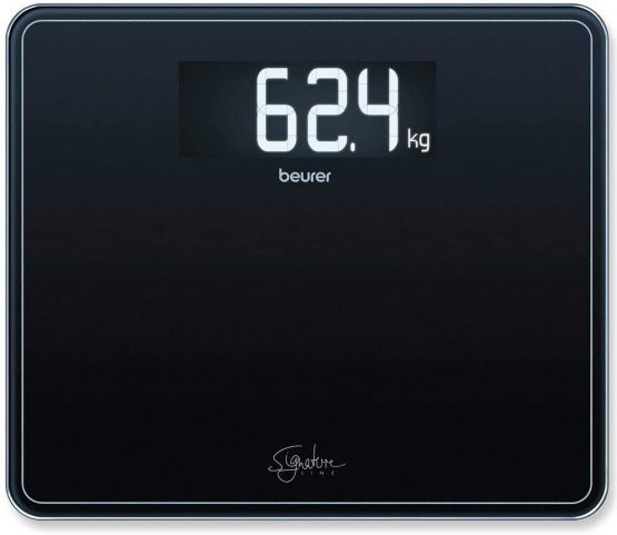 Beurer GS410 Signature Line Glass Bathroom Scale - Black | XXL standing area | Made from safety glass for a robust and stylish finish | XXL digital display | 200kg weight capacity, 73576 - Image 2