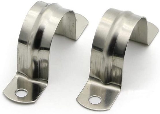50mm/1.97" 10pcs Pipe Strap Clamp 304 Stainless Steel Pipe Clips U Shaped Pipe Straps Saddle ClipTwo Hole Tube Strap Tension Clips Hose Clamp