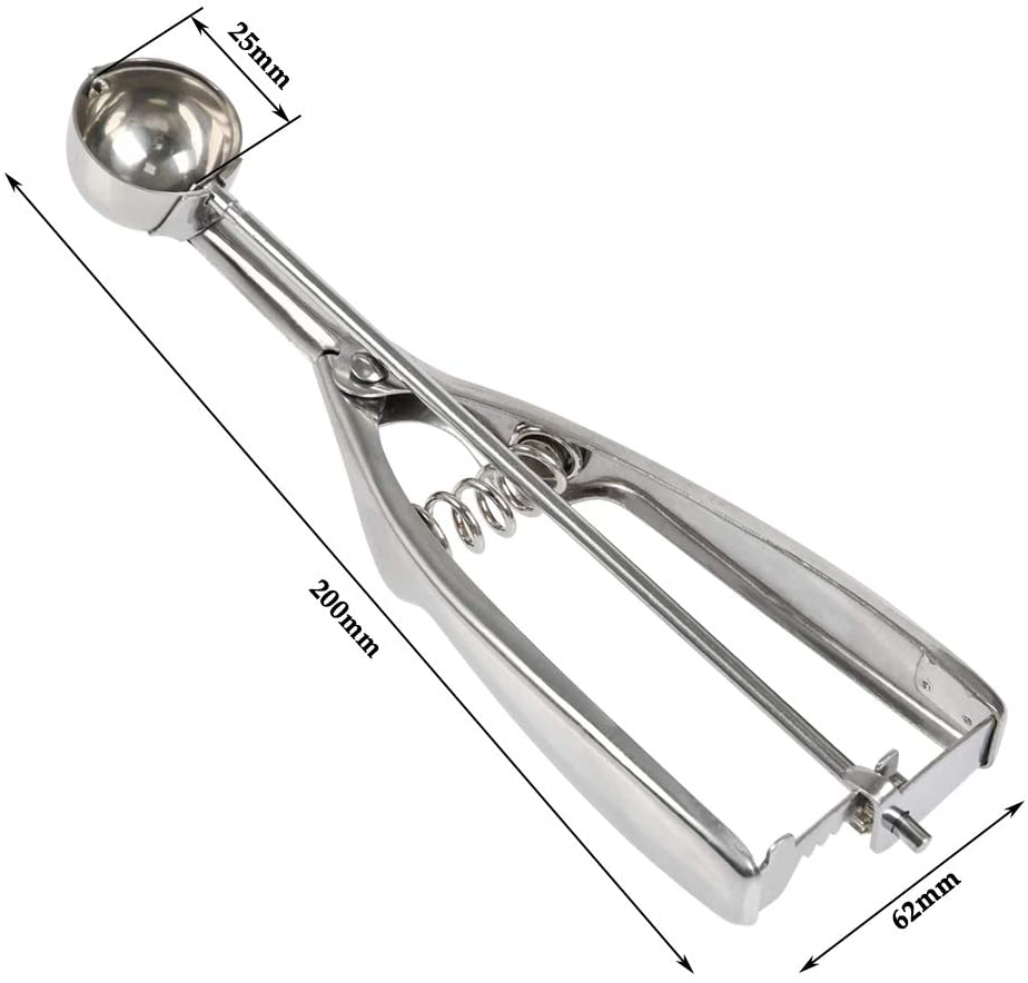 FOCCTS Ice Cream Scoop Stainless Steel Cookie Scoop with Trigger, Used for Fruit Ice Cream, etc, As Shown, 25mm - Image 2