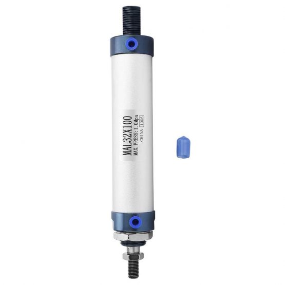 32mm Bore 25/50/75/100mm Stroke Mini Air Cylinder Aluminum Alloy Single Rod Double Acting Pneumatic Air Cylinder(100mm stroke)