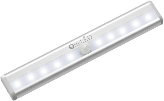 OxyLED Motion Sensor Closet Lights,Battery Operated 10 LED Closet Light Wireless Under Cabinet Light with Magnetic Security Closet Light Stick Up Motion Sensor Night Lights for Cabinet Stairs, 1 Pack