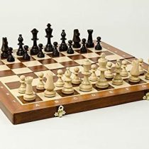 High-Class Professional TOURNAMENT No.5 48cm / 19in Wooden Chess Set. Inlaid Mahogany & Sycamore Chess Board and Weighted STAUNTON Pieces