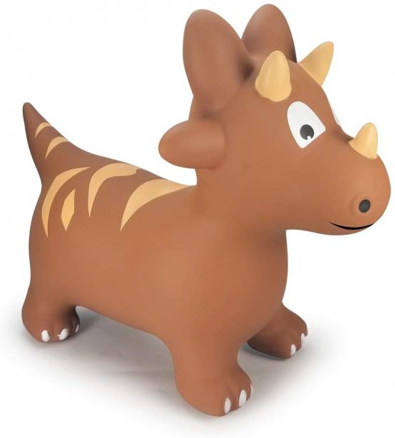 Jamara 460591 Bouncy Dino with Pump-Promotes Balance and Motor Skills, Animal Ears Support The Child, Robust and Durable, Easy to Clean, up to 50 kg, Brown - Image 4