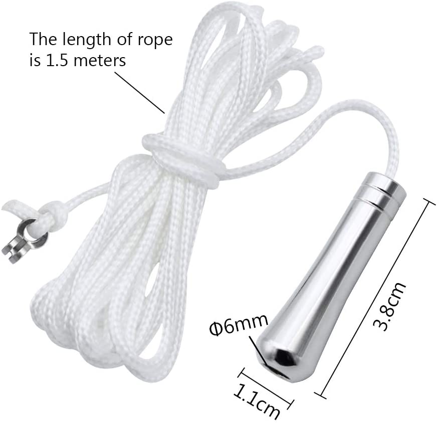 LumenTY Pull Cord Chrome Light Pull Light Pull Cord Extension150cm Blind Cord Pull Handle Brass Cord Weight Pull Light Switch Pull Cord for Ceiling Fans/Pull Blinds/Bathroom Light -2 Pack - Image 3