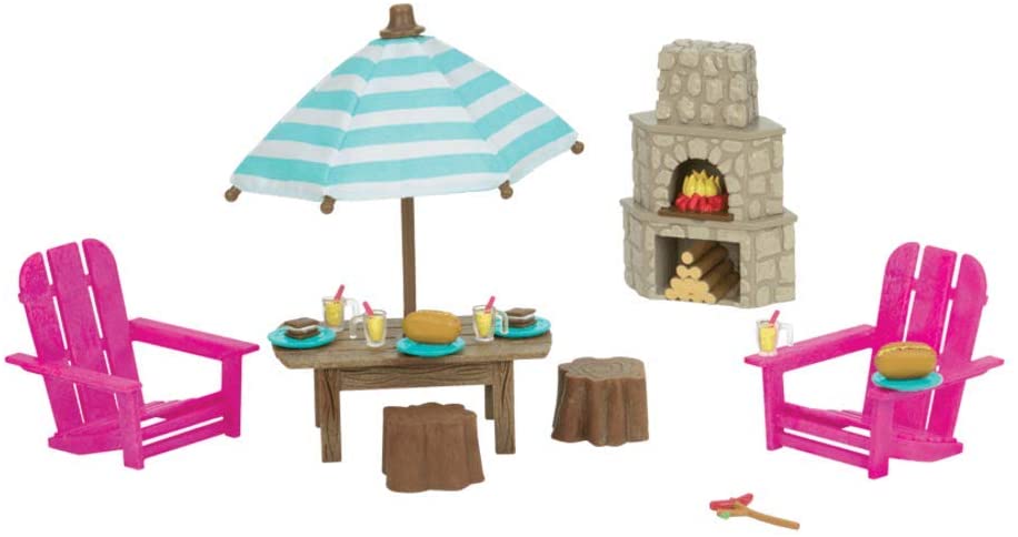 Li'l Woodzeez, Toy Patio, Doll Furniture, Playhouse Accessories, 12 Pieces Playset for Figurines