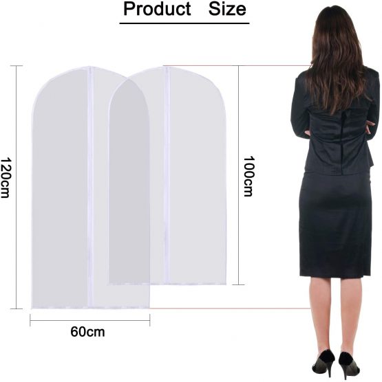 GoMaihe Clothes Cover Bags Set of 12, 60 x 120cm/6pcs + 60 x 100cm/6pcs Dress Garment Bag with Zip in Wardrobes, Moth Resistant Dustproof Waterproof Washable Suit Carrier Protector Bags for Men Women - Image 2