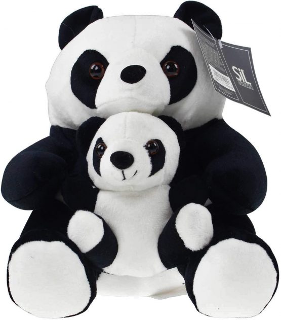Adorable Black And White Panda Doorstop With Baby ~ Decorative Panda Door Stop