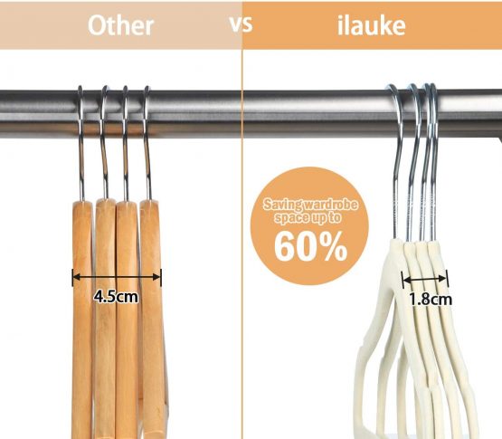 ilauke 20 Pack Kids Velvet Hangers, Children’s Coat Hangers, Non-Slip Clothes Hangers for Baby Ultra Thin Space Saving 360° Swivel Hook, Beige - Image 4