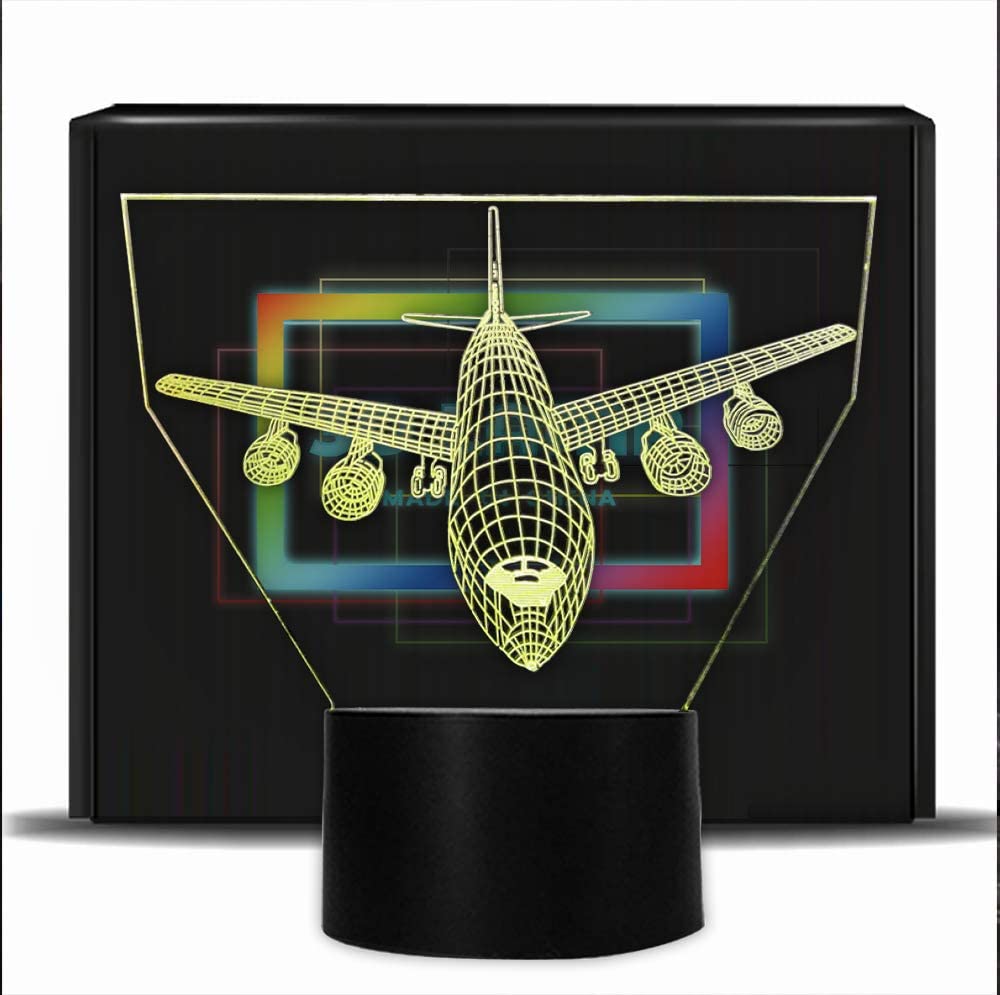 PONLCY 3D Illusion Lamp Airplane Led Night Light, 16 Colors Changing USB Desk Lamps with Remote Control