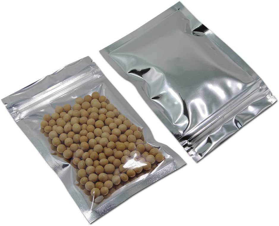 WACCOMT Pack 50pcs 15x22 cm (5.91x8.66 inch) Clear Front Mylar Foil Zipper Lock Bags Resealable Mylar Food Storage Packaging for Zip Bag Reusable Lock Seal Aluminum Foil Pouches for Snack - Image 2