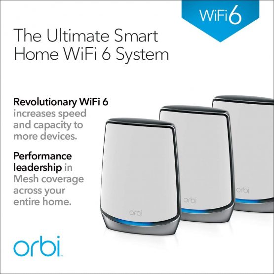NETGEAR Orbi Wifi 6 Mesh System (RBK853) | Mesh Wifi 6 Router with 2 Satellite Extenders | WiFi Mesh Whole Home Triband Coverage up to 6,000 sq ft and 100 Devices | 11AX Mesh AX6000 WiFi (Up to 6Gbps) - Image 2
