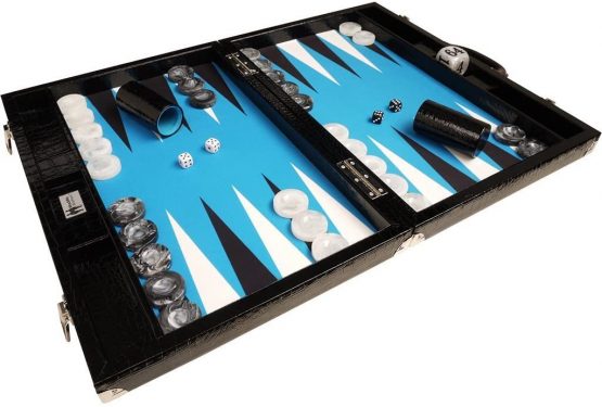 Wycliffe Brothers Tournament Backgammon Set, Black with Blue Field - Gen III - Image 2